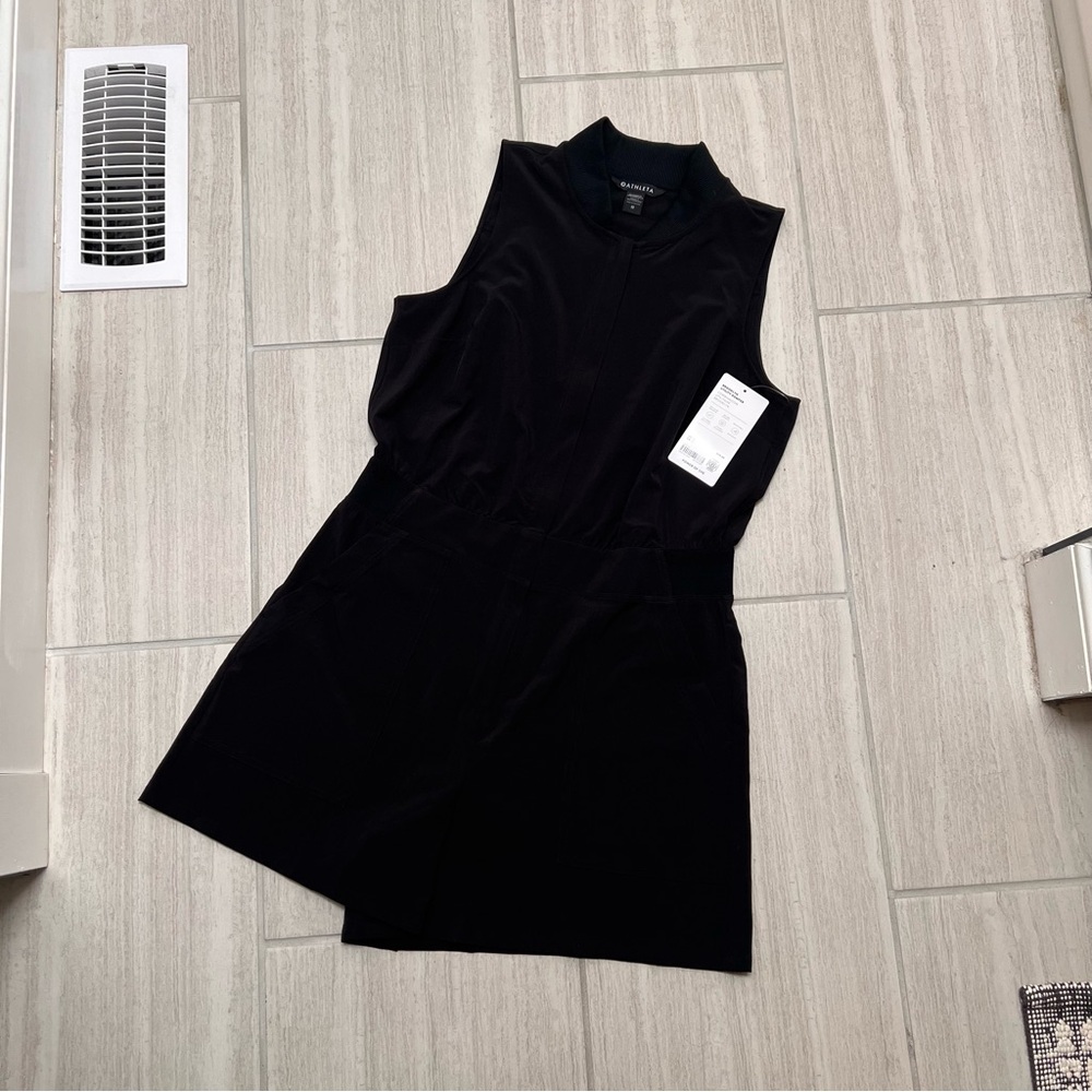 Athleta  Black Sleeveless Mock-Neck romper